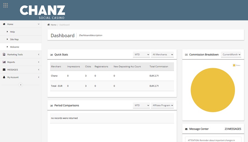 Chanz Affiliates backend by Income Access