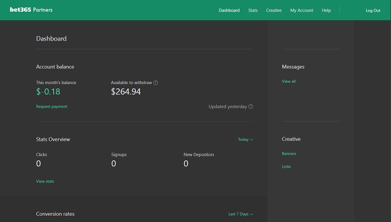Bet365 Affiliates backend by Proprietary
