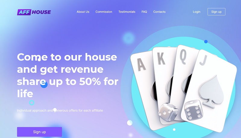 Aff House Affiliates website & screenshot with commission plans
