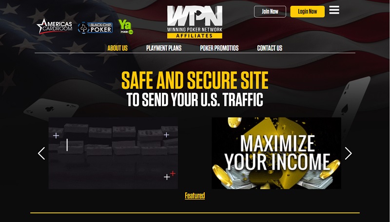 WPN Affiliates website & screenshot with commission plans