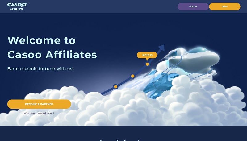 Casoo Partners website & screenshot with commission plans