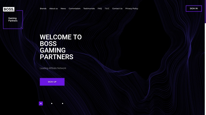 Boss Gaming Partners website & screenshot with commission plans