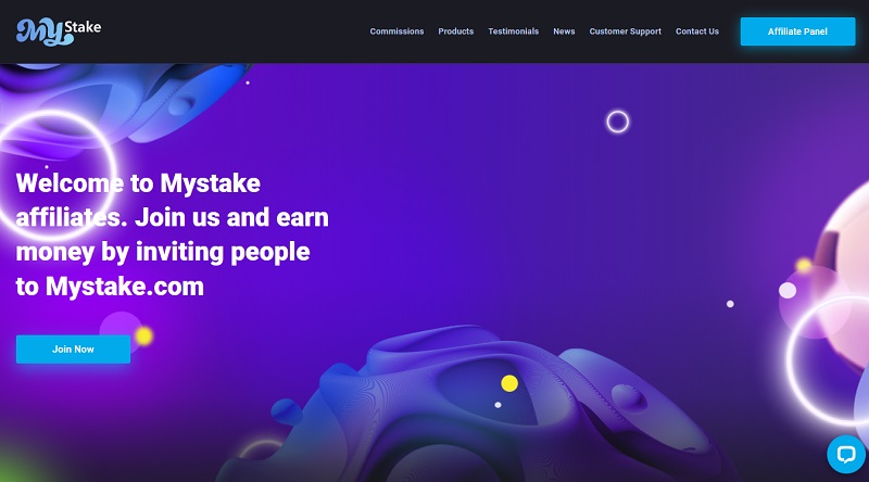 MyStake Affiliates website & screenshot with commission plans