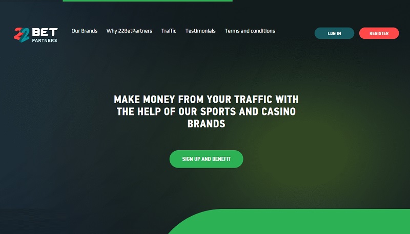 22Bet Partners website & screenshot with commission plans