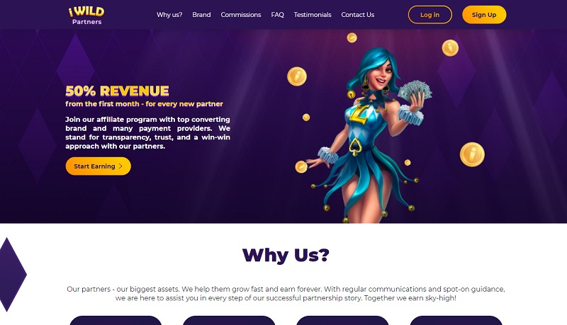 iWild Partners website & screenshot with commission plans