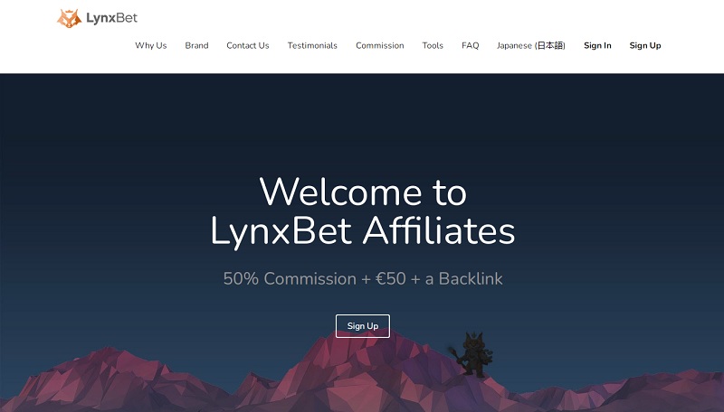 LynxBet Affiliates website & screenshot with commission plans
