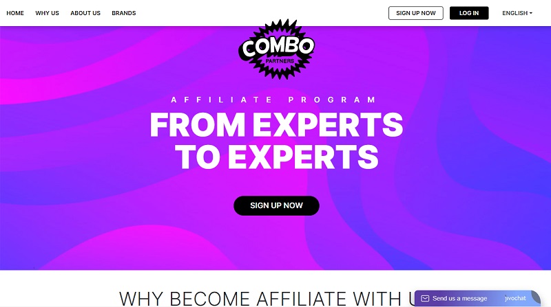 Combo Partners website & screenshot with commission plans
