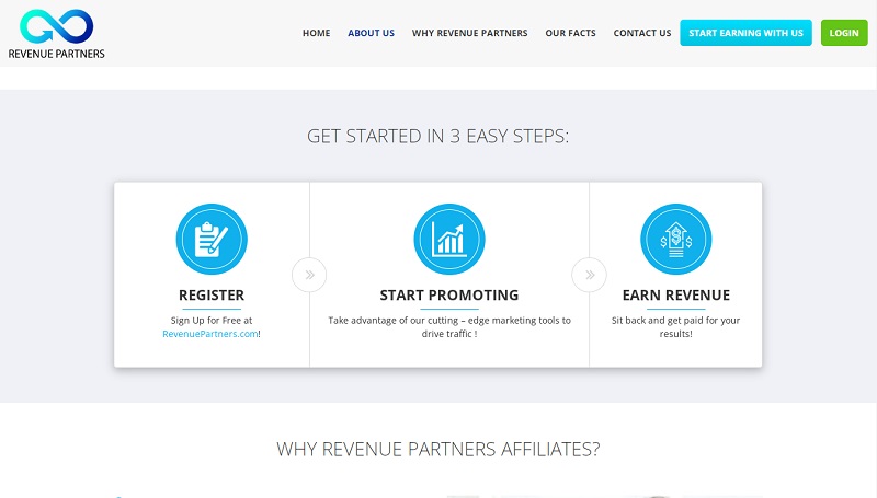 Revenue Partners website & screenshot with commission plans