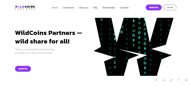 WildCoins Partners website & screenshot with commission plans