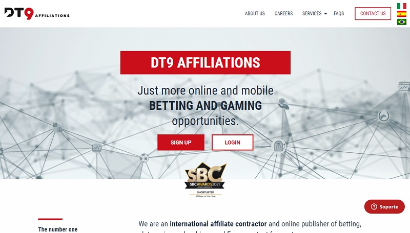 DT9 Affiliations website & screenshot with commission plans