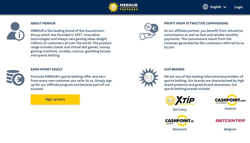 MERKUR Partners website & screenshot with commission plans