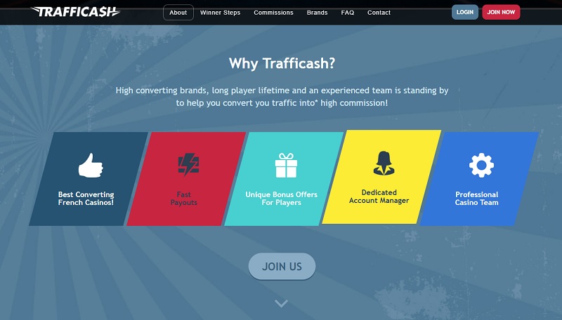 Trafficash website & screenshot with commission plans