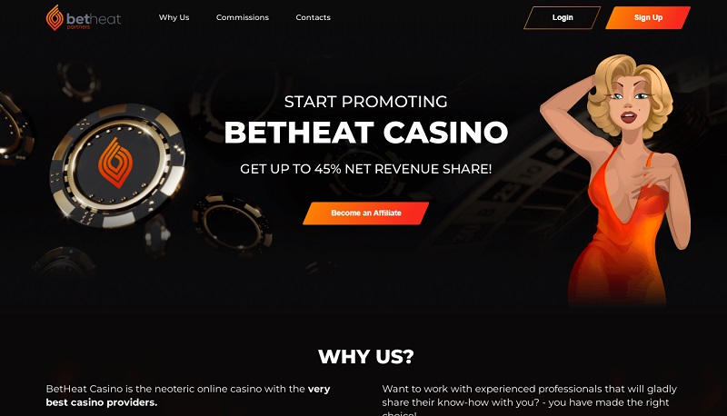 BetHeat Partners website & screenshot with commission plans