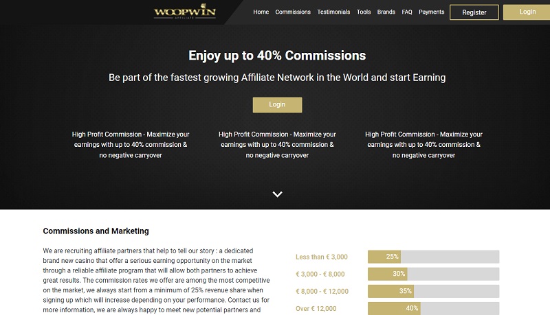 Woopwin Affiliates website & screenshot
