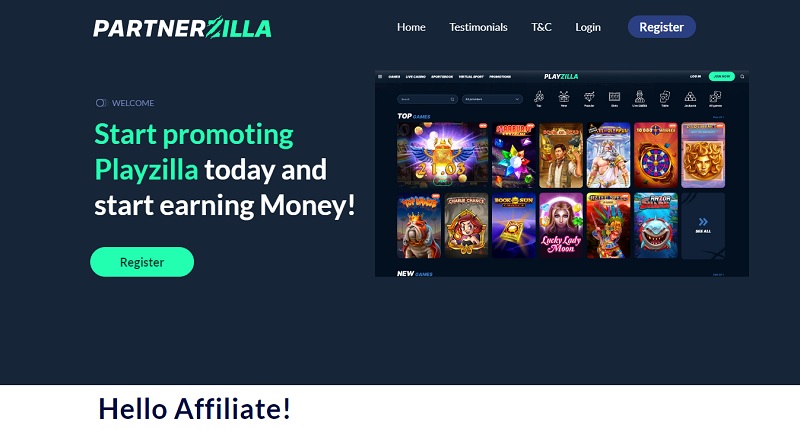 PartnerZilla website & screenshot with commission plans