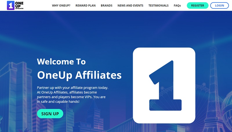 OneUp Affiliates website & screenshot