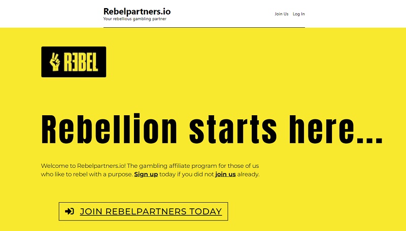 Rebel Partners website & screenshot with commission plans