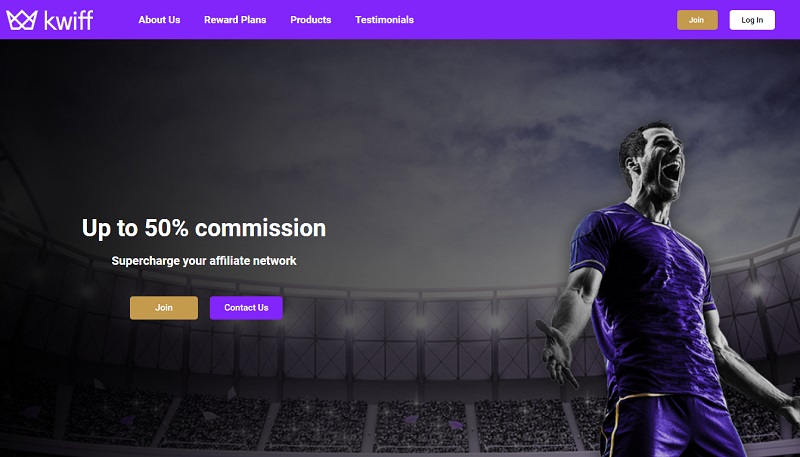 Kwiff Partners website & screenshot with commission plans