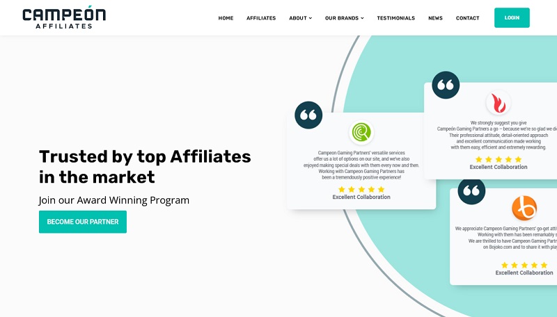 Campeon Affiliates website & screenshot