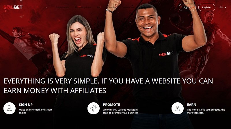 Solbet Affiliates website & screenshot