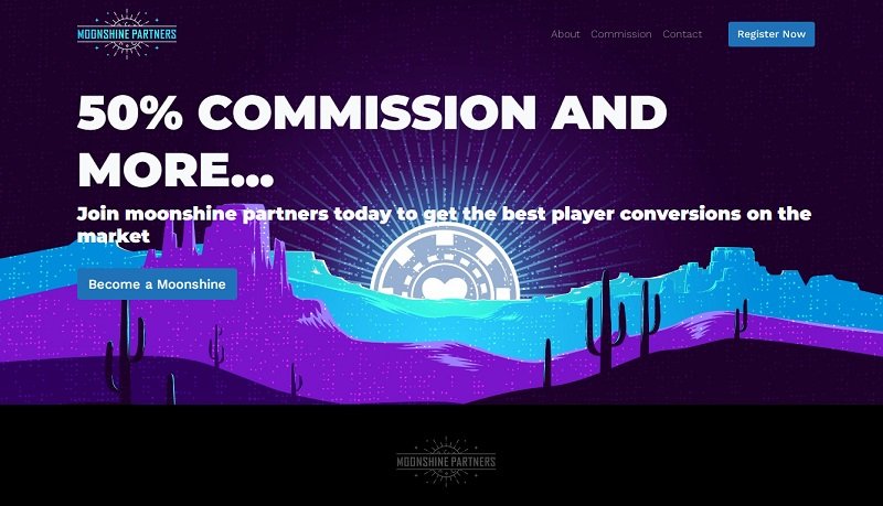 Moonshine Partners website & screenshot with commission plans