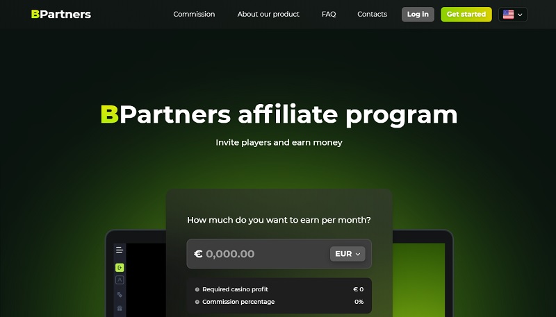 BPartners website & screenshot with commission plans