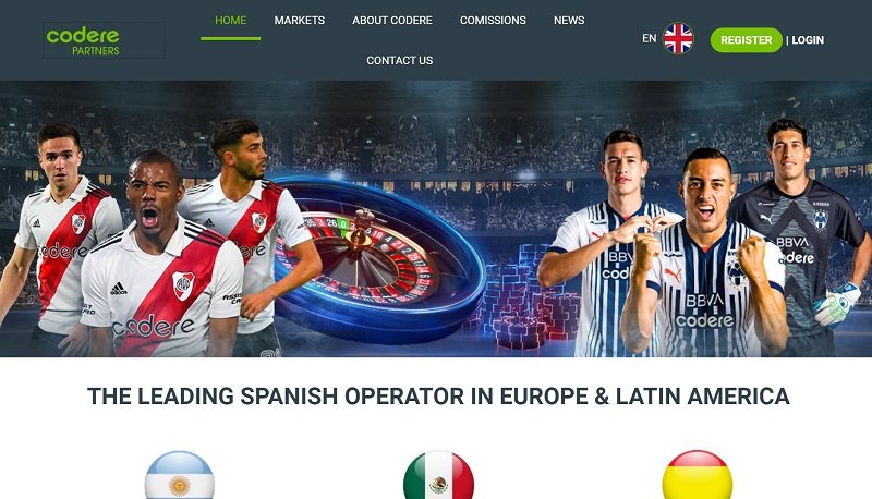 Codere Partners website & screenshot with commission plans