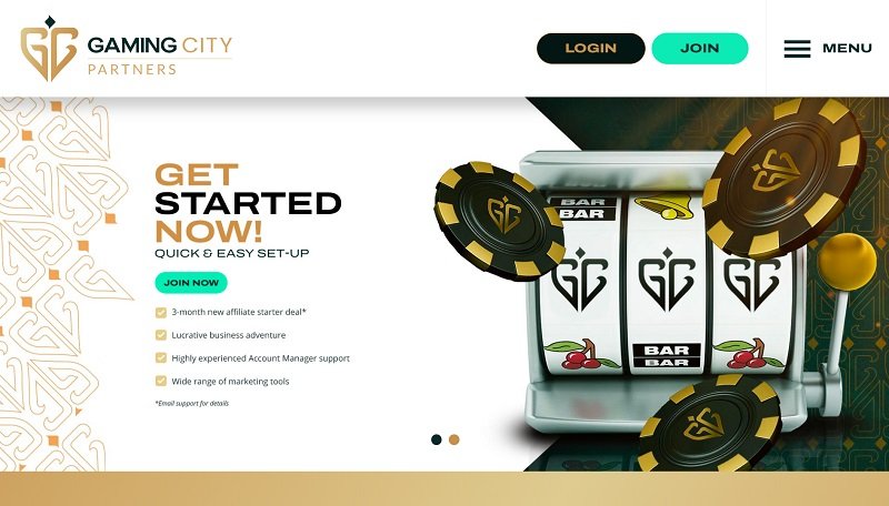 Gaming City Partners website & screenshot with commission plans