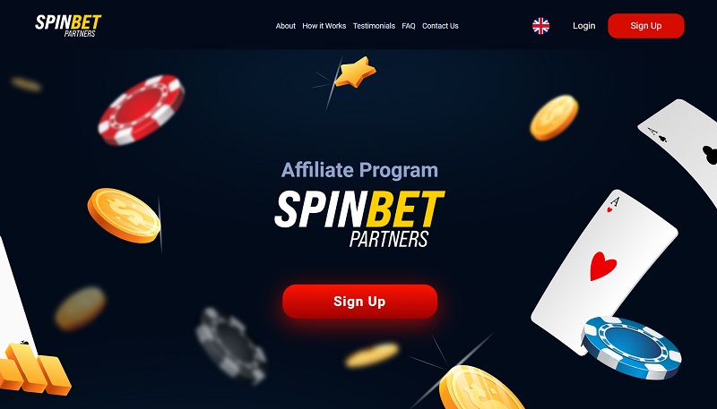 SpinBet Partners website & screenshot with commission plans