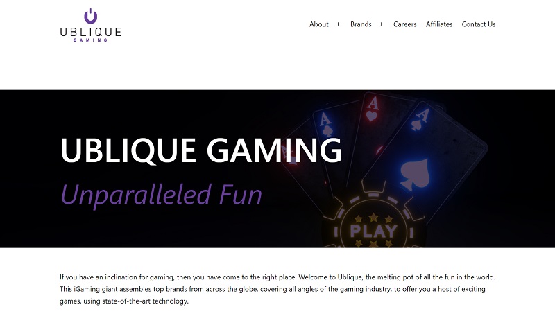Ublique Gaming website & screenshot with commission plans