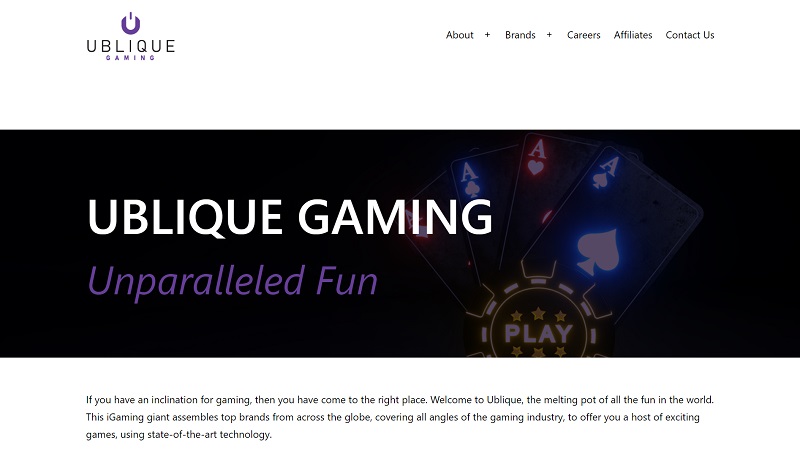 Ublique Gaming website & screenshot