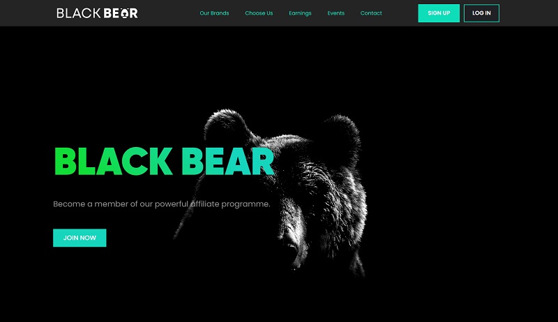 Black Bear Affiliates website & screenshot with commission plans
