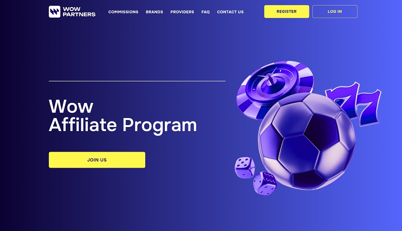 Wow Partners website & screenshot with commission plans