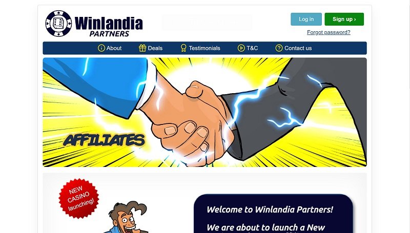 Winlandia Partners website & screenshot with commission plans