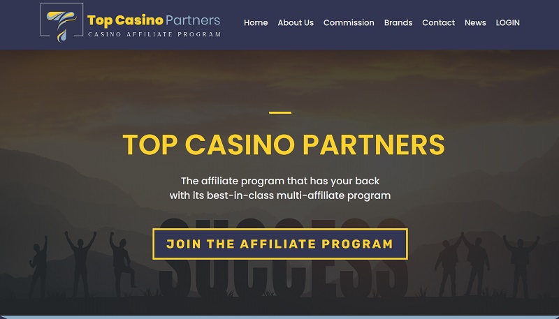 Top Casino Partners website & screenshot with commission plans
