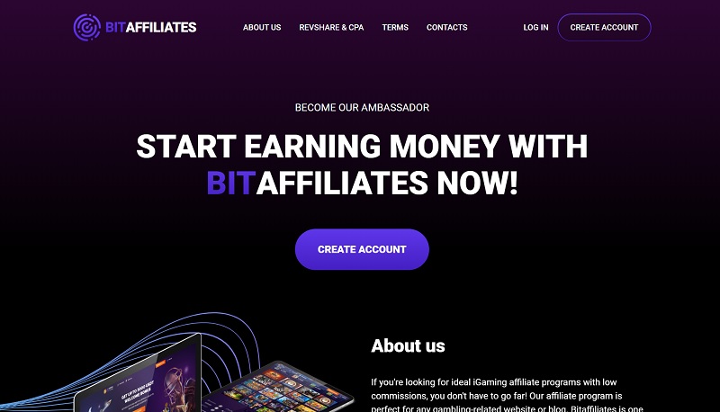 BitAffiliates website & screenshot