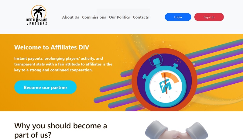 Affiliates DIV website & screenshot with commission plans