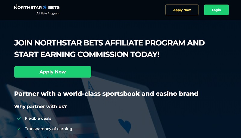 NorthStar Bets Affiliates website & screenshot with commission plans