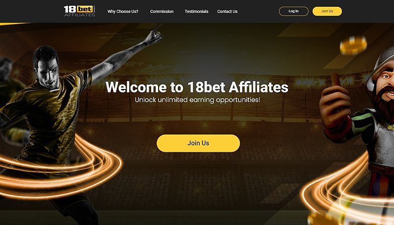 18Bet Affiliates website & screenshot with commission plans