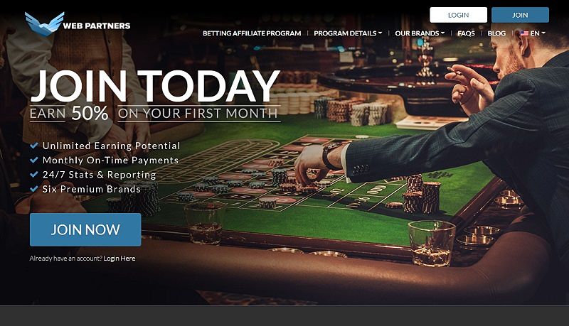 Web Partners website & screenshot with commission plans