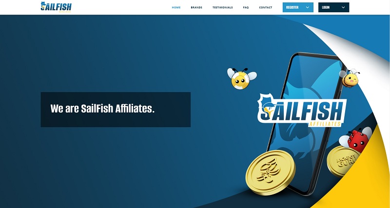 SailFish Affiliates website & screenshot with commission plans