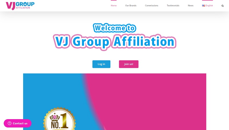 VJ Group Affiliation website & screenshot