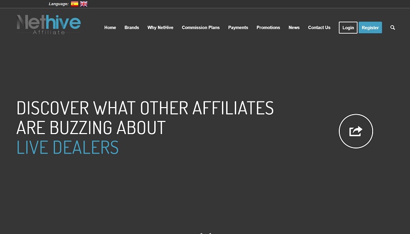 Nethive Affiliates website & screenshot