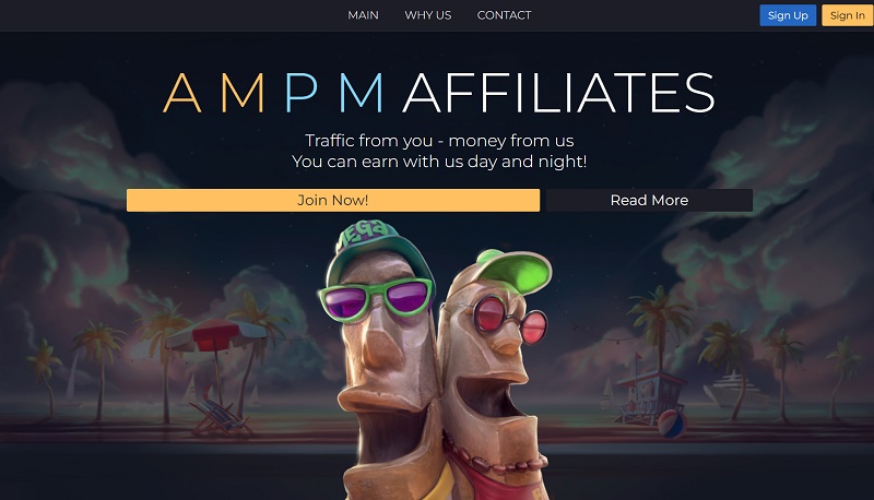 AMPM Affiliates website & screenshot with commission plans