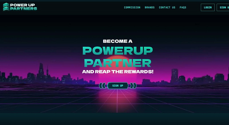 PowerUP Partners website & screenshot with commission plans