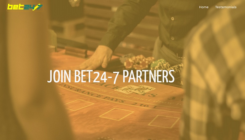 Bet 24-7 Partners website & screenshot with commission plans