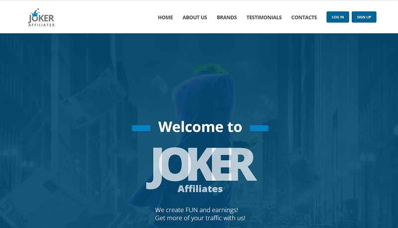 Joker Affiliates website & screenshot with commission plans