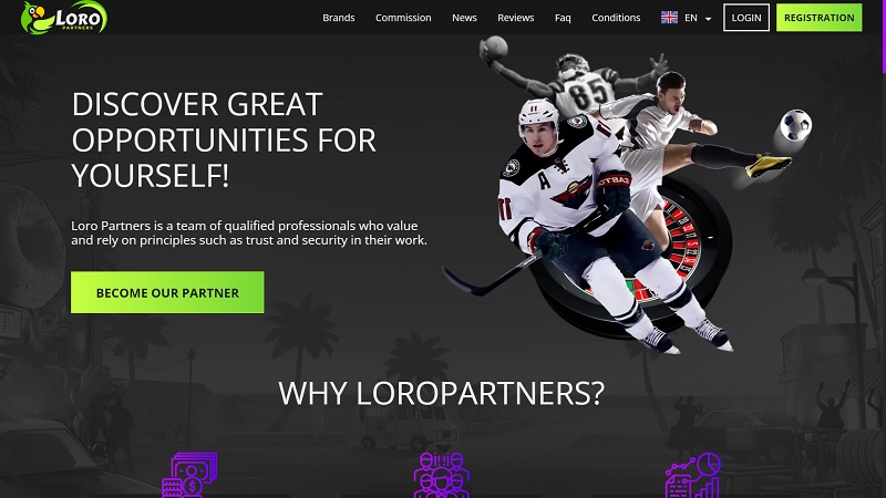Loro Partners website & screenshot with commission plans