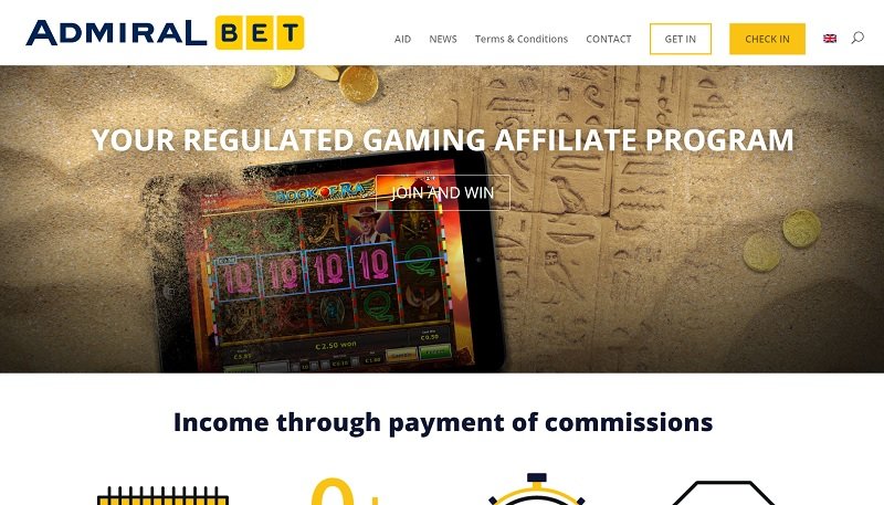 Admiral Bet Partners website & screenshot with commission plans