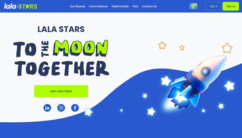 LalaStars Affiliates website & screenshot